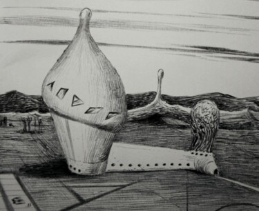 「Abandoned Ice salon…」というタイトルの描画 Milto Siderisによって, オリジナルのアートワーク, ボールペン