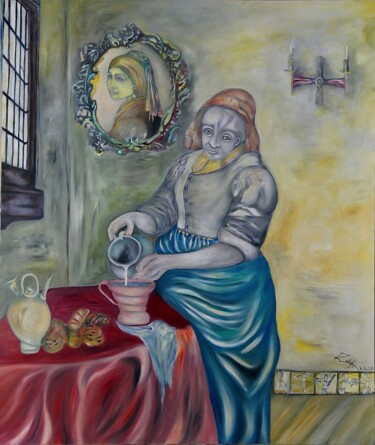 Painting titled "Tribute to Johannes…" by Rodolfo V Ortiz, Original Artwork, Oil Mounted on Wood Stretcher frame