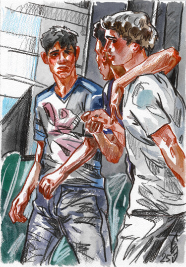 Tekening getiteld "Friends, it's time…" door Sergey Sovkov, Origineel Kunstwerk, Aquarel