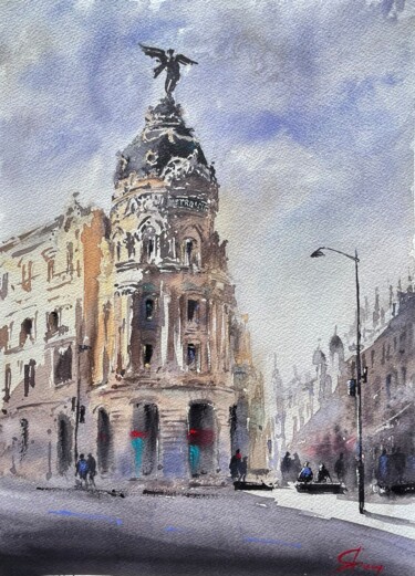 Ζωγραφική με τίτλο "MADRID" από Yana Zulpukharov, Αυθεντικά έργα τέχνης, Ακουαρέλα