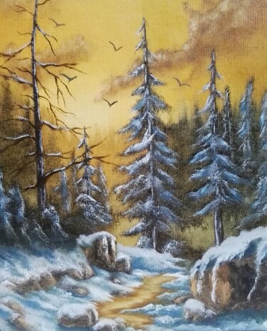 Peinture intitulée "Paysage format 22/1…" par Steivan Loundou, Œuvre d'art originale, Huile Monté sur Carton