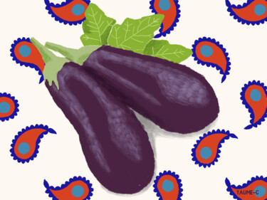 Arts numériques intitulée "Aubergine 30x40, ex…" par Guillaume Chocu (YAUME-C), Œuvre d'art originale, Peinture numérique Mo…