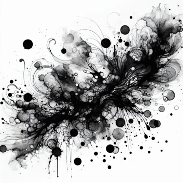 Digital Arts titled "Inkful Energy" by Jeff Iverson, Original Artwork, 2D Digital Work Mounted on Wood Stretcher frame