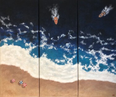 绘画 标题为“Seaside Escape Trip…” 由Irina Gauss, 原创艺术品, 丙烯 安装在木质担架架上