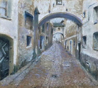 绘画 标题为“Gasse in Bruneck, S…” 由Stephan Praus, 原创艺术品, 粉彩
