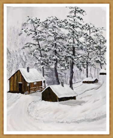 Painting titled "tél" by Endre Szalontai, Original Artwork, Acrylic