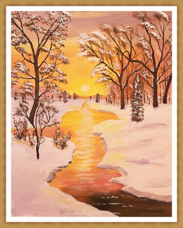 Painting titled "Téli ragyogás" by Endre Szalontai, Original Artwork, Acrylic