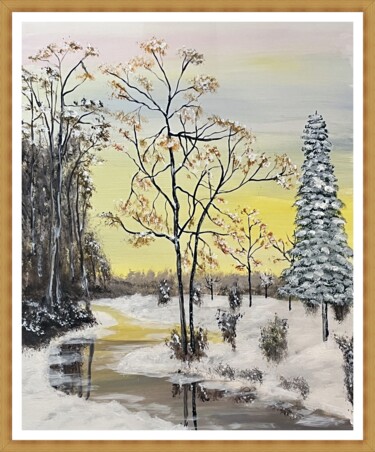 Painting titled "Tél III." by Endre Szalontai, Original Artwork, Acrylic