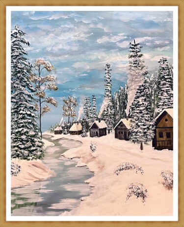 Painting titled "Téli csend" by Endre Szalontai, Original Artwork, Acrylic