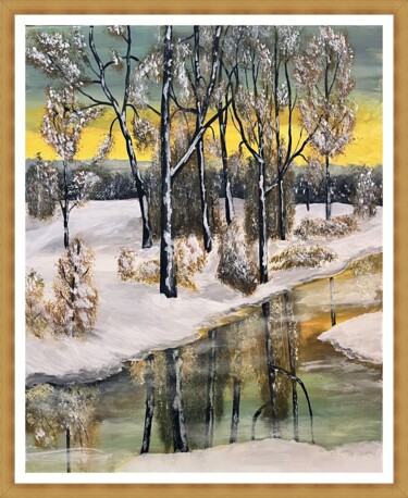 Painting titled "Téli pillanatkép" by Endre Szalontai, Original Artwork, Acrylic