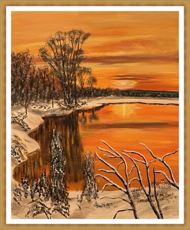 Painting titled "Aranytó" by Endre Szalontai, Original Artwork, Acrylic