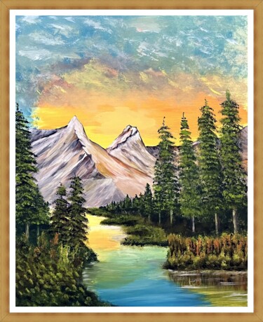Painting titled "Alkony ahegyek alatt" by Endre Szalontai, Original Artwork, Acrylic
