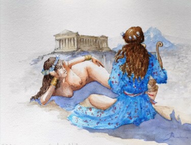 Schilderij getiteld "Erato chante pour P…" door Lidia Marinova, Origineel Kunstwerk, Aquarel