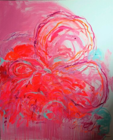 Schilderij getiteld "Blooming Love Story…" door Elisa Costa, Origineel Kunstwerk, Acryl Gemonteerd op Frame voor houten bran…
