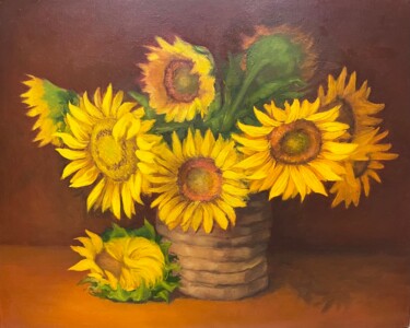Ζωγραφική με τίτλο "Sunflowers in a str…" από Viktoriia Shalaiko, Αυθεντικά έργα τέχνης, Λάδι