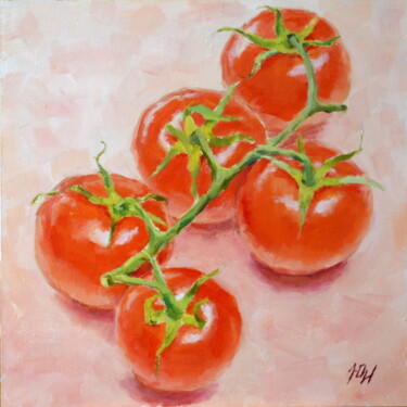 绘画 标题为“Tomato branch on pi…” 由Yulia Ivanova, 原创艺术品, 油