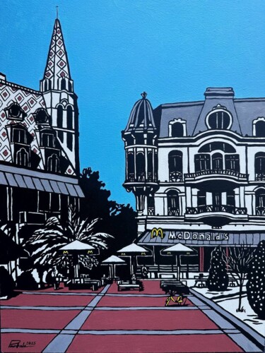 Batumi. McDonal's on Europe Square Painting titled "Batumi. McDonal's o…" by Svetlana Partala, Original Artwork, Acrylic Mounted on Cardboard