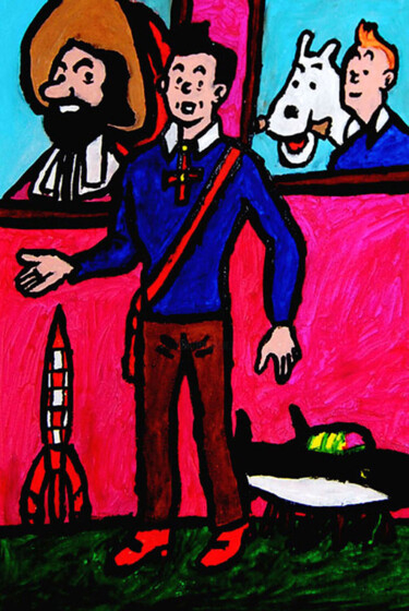 绘画 标题为“TINTIN univerts” 由José Espiguinha, 原创艺术品, 丙烯