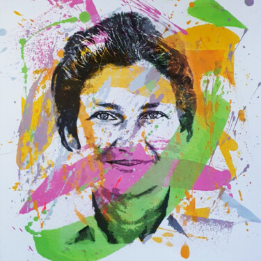 绘画 标题为“PyB Simone Veil 202…” 由Pyb, 原创艺术品, 丙烯 安装在木质担架架上