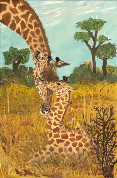 "Tendresse" başlıklı Tablo Celine Tapon tarafından, Orijinal sanat, Akrilik Ahşap Sedye çerçevesi üzerine monte edilmiş