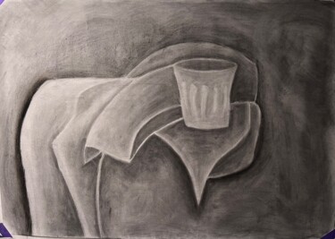 Disegno intitolato "The glass" da Kat Shevchenko, Opera d'arte originale, Carbone