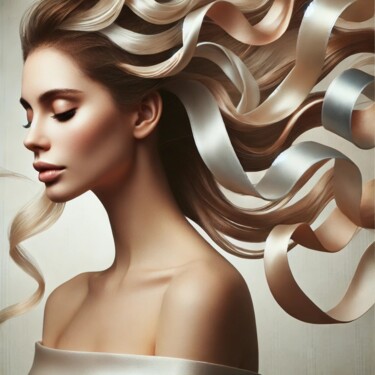 Digitale Kunst getiteld "Cheveux en soie" door Ary, Origineel Kunstwerk, AI gegenereerde afbeelding
