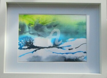 Peinture intitulée "Entre terre et mer" par Brigitte Barcelo, Œuvre d'art originale, Encre Monté sur Autre panneau rigide