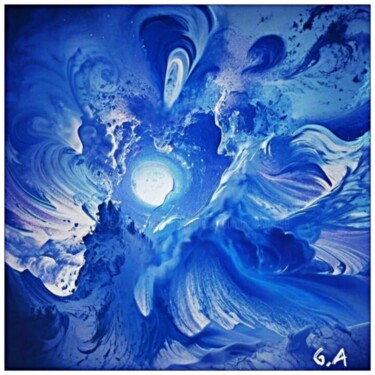Résonance Nordique: Le Chant Mystique de la Lune Boréale Artes digitais intitulada "Résonance Nordique:…" por Gaboriau Gérald, Obras de arte originais, Acrílico