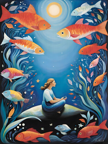 数字艺术 标题为“Thought like a fish” 由Meahau, 原创艺术品, AI生成的图像