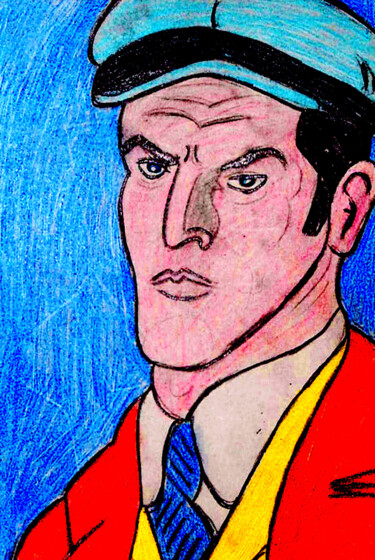 绘画 标题为“L’homme a la casque…” 由José Espiguinha, 原创艺术品, 铅笔