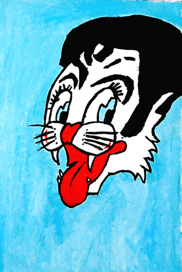 Pintura intitulada "stray cats logo" por José Espiguinha, Obras de arte originais, Acrílico