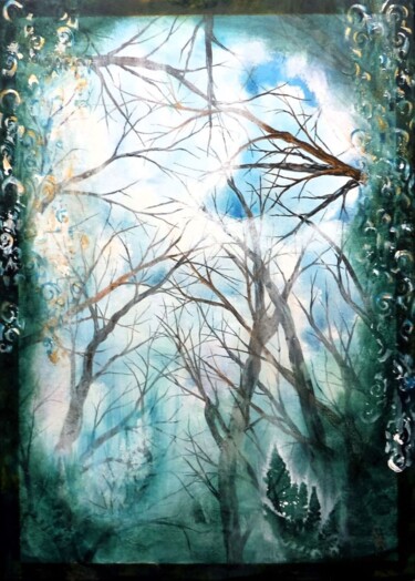 Painting titled "A travers le givre…" by Anne Robin, Original Artwork, Acrylic