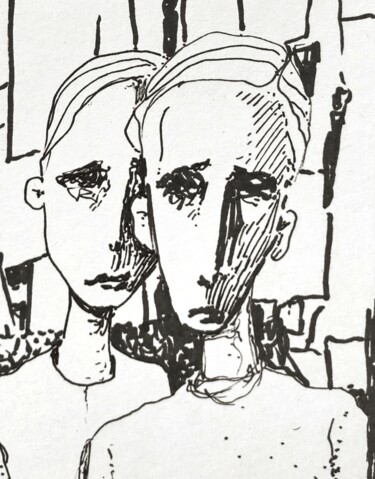 Dessin intitulée "Sad news" par Milto Sideris, Œuvre d'art originale, Encre