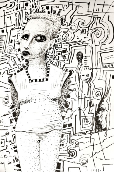 「New cousin」というタイトルの描画 Milto Siderisによって, オリジナルのアートワーク, インク