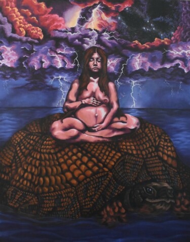 "Sky Woman, my sister" başlıklı Tablo Winter Echoes Hill tarafından, Orijinal sanat, Petrol