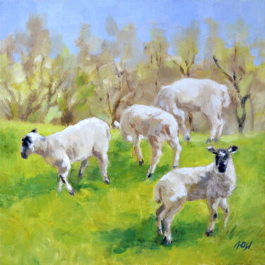 绘画 标题为“Sheep on the hills” 由Yulia Ivanova, 原创艺术品, 油