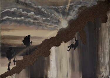 Peinture intitulée "Les Randonneurs" par Nathalie Mitifiot Zeiger, Œuvre d'art originale, Acrylique Monté sur Châssis en bois