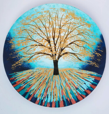 The Golden Tree Peinture intitulée "The Golden Tree" par Amanda Horvath, Œuvre d'art originale, Acrylique Monté sur Châssis en bois