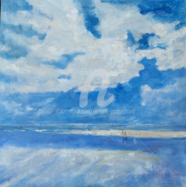Painting titled "Ciel brisé" by Pjc, Original Artwork, Oil Mounted on Wood Stretcher frame