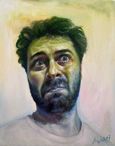 Painting titled "Green wonder and Gr…" by Argishti Mesropyan, Original Artwork, Oil Mounted on Wood Stretcher frame