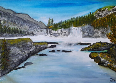 Peinture intitulée "Les eaux et les cim…" par Isa-Isarielle, Œuvre d'art originale, Huile