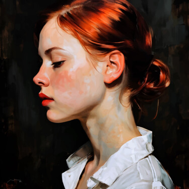 数字艺术 标题为“Redhead Woman Portr…” 由Marco Victorino, 原创艺术品, AI生成的图像
