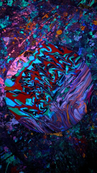 Peinture intitulée "Orange Cosmic" par Saskia Hartog (Femme Caméléon), Œuvre d'art originale, Acrylique