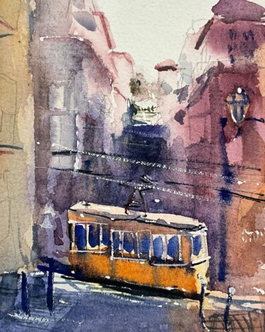 Pintura titulada "Elétrico Lisboa 4" por Luis Vargas, Obra de arte original, Acuarela