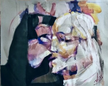 Картина под названием "Христос и Иуда. Поц…" - Tatyana Zakharova, Подлинное произведение искусства, Акрил