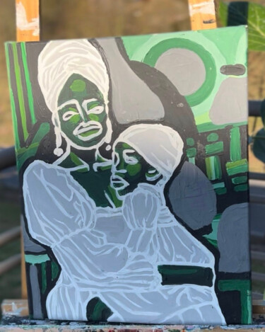 Peinture intitulée "Gris coloré 1" par Mo’S Art, Œuvre d'art originale, Acrylique
