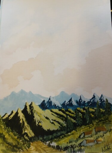 Painting titled "Picos" by Alejandro Marchante, Original Artwork, Watercolor