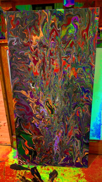Peinture intitulée "Noche lunatike" par Saskia Hartog (Femme Caméléon), Œuvre d'art originale, Acrylique