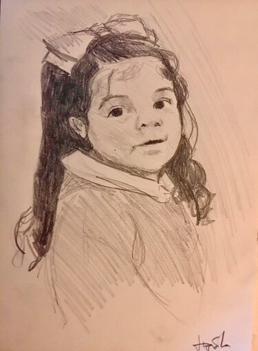 图画 标题为“Portrait of a Child” 由Hugo Silva, 原创艺术品, 木炭