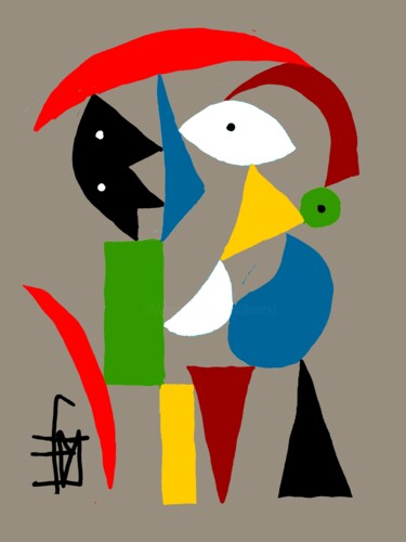 Arts numériques intitulée "Sous le parapluie" par Franck Vidal, Œuvre d'art originale, Peinture numérique